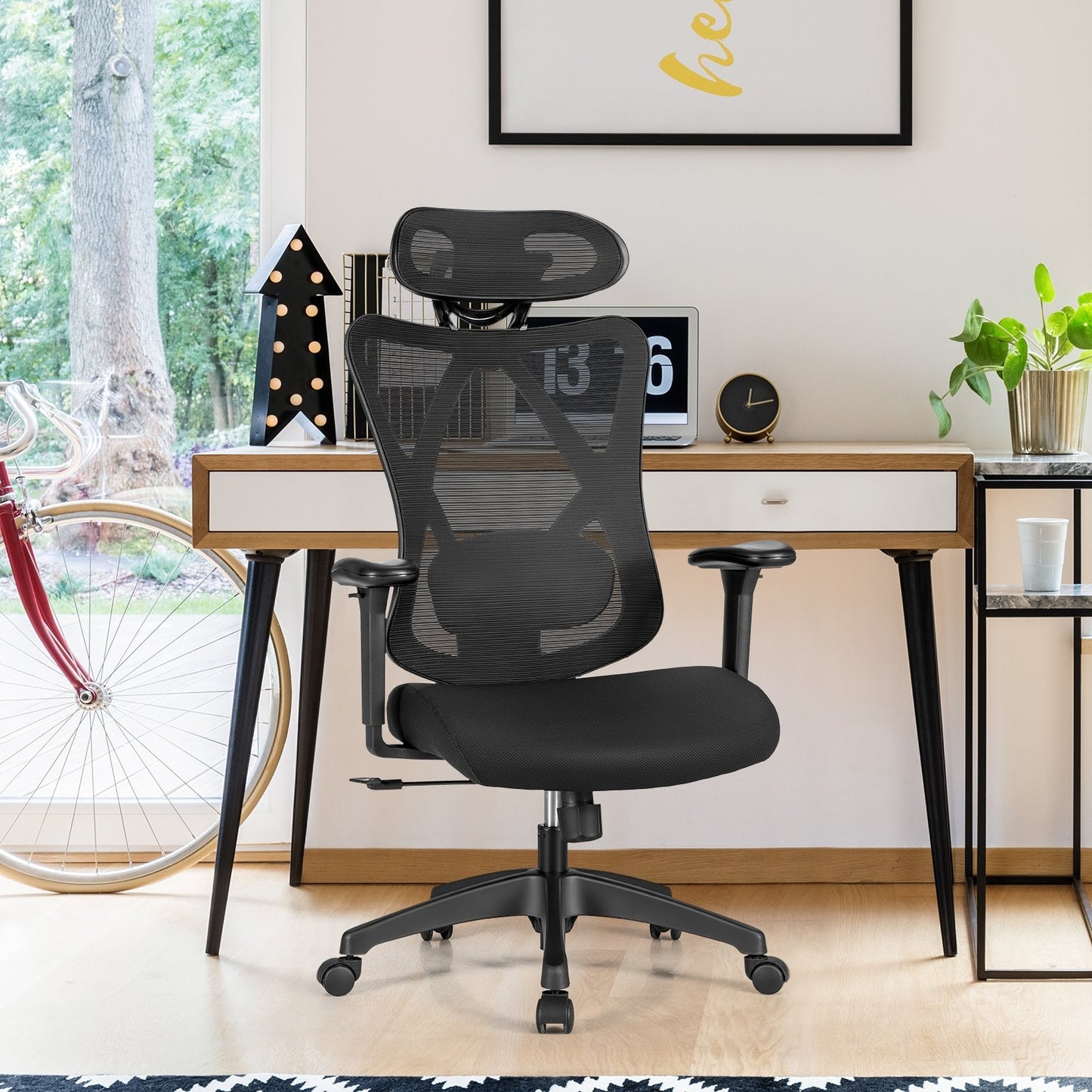 High Back Mesh Executive Chair with Adjustable Lumbar Support, Black Ergonomic Chairs   at Gallery Canada