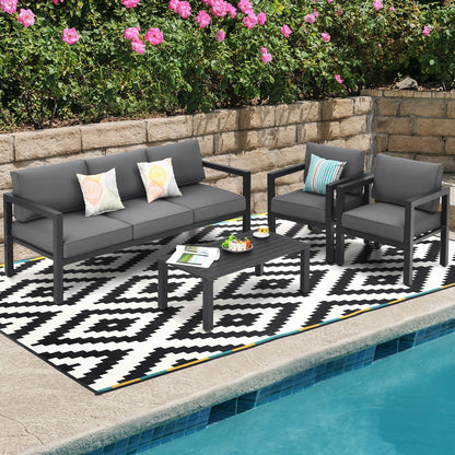 4 Pieces Outdoor Furniture Set for Backyard and Poolside, Gray Patio Conversation Sets   at Gallery Canada