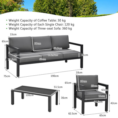 4 Pieces Outdoor Furniture Set for Backyard and Poolside, Gray Patio Conversation Sets   at Gallery Canada