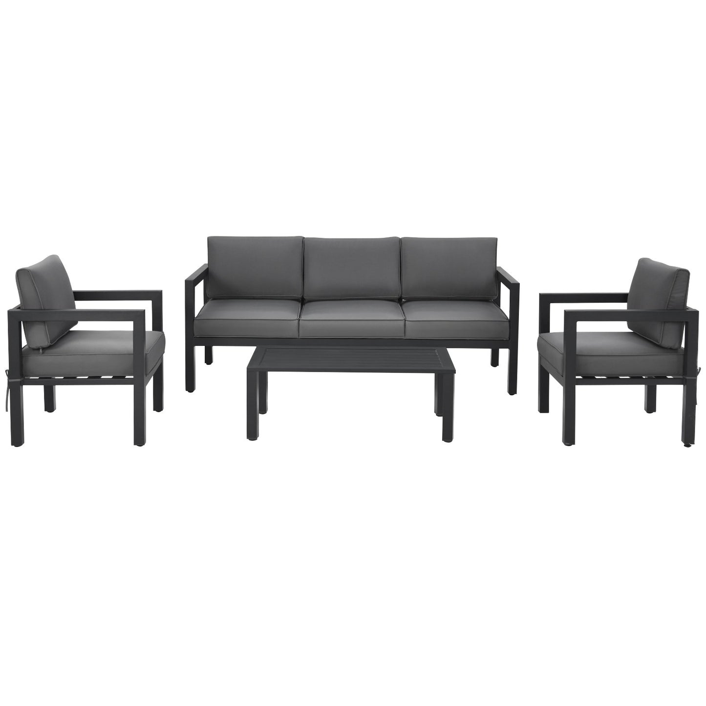 4 Pieces Outdoor Furniture Set for Backyard and Poolside, Gray Patio Conversation Sets   at Gallery Canada