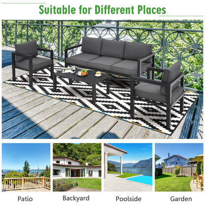 4 Pieces Outdoor Furniture Set for Backyard and Poolside, Gray Patio Conversation Sets   at Gallery Canada