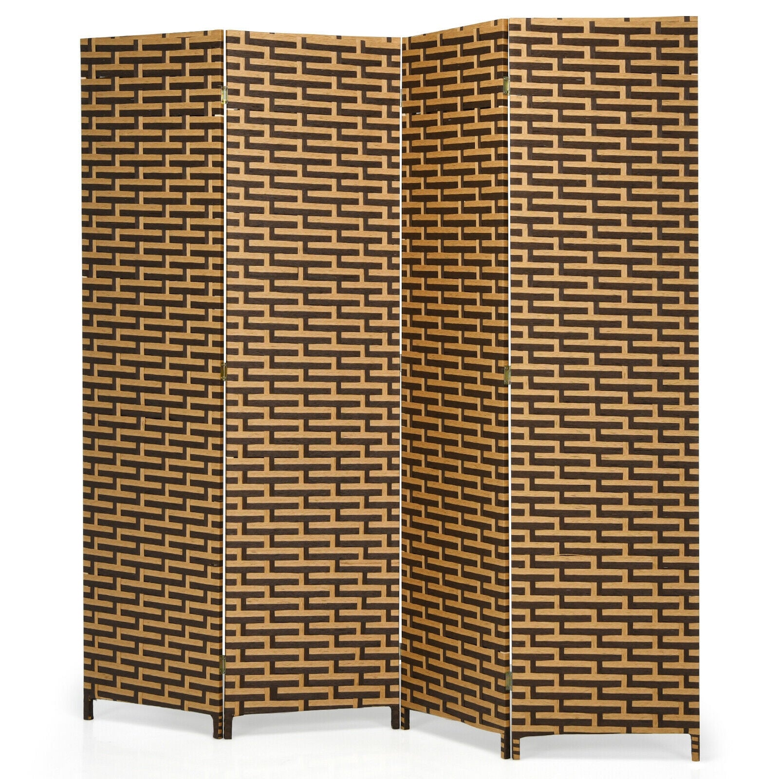 4 Panel Folding Privacy Partition Room Divider with Rustproof Hinge, Yellow Room Dividers at Gallery Canada