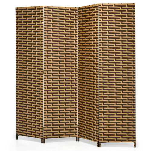 4 Panel Folding Privacy Partition Room Divider with Rustproof Hinge, Yellow