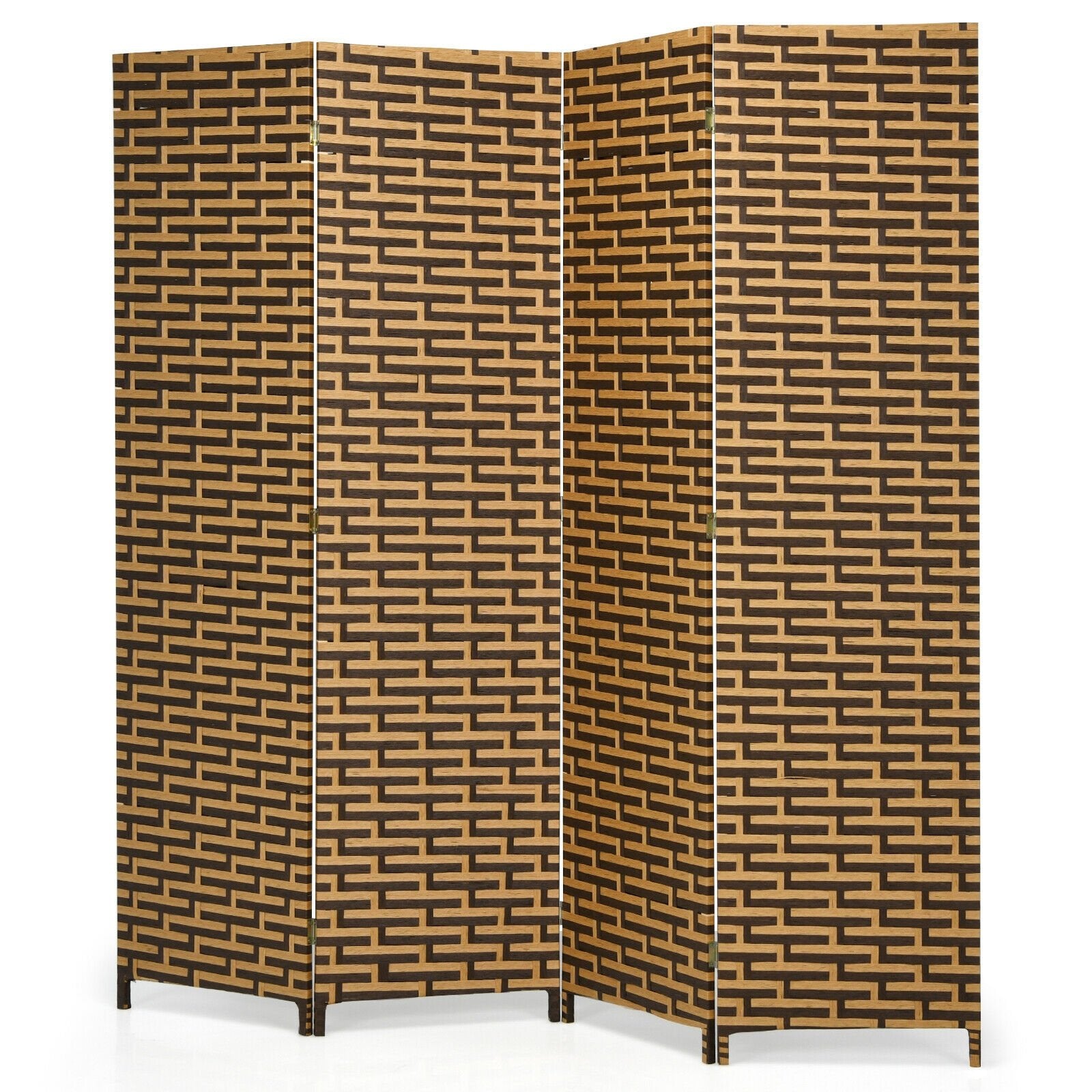 4 Panel Folding Privacy Partition Room Divider with Rustproof Hinge, Yellow Room Dividers Yellow at Gallery Canada