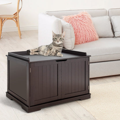 Cat Litter Box Enclosure with Double Doors for Large Cat and Kitty, Brown Cat Houses   at Gallery Canada