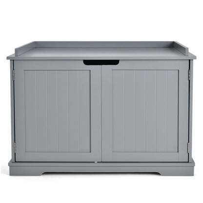 Cat Litter Box Enclosure with Double Doors for Large Cat and Kitty, Gray - Gallery Canada