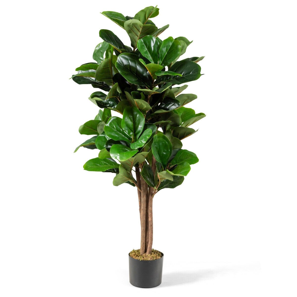 4 Feet Artificial Fiddle Leaf Fig Tree Decorative Planter, Green Faux Plants   at Gallery Canada