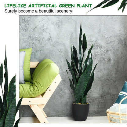 35.5 Inch  Indoor-Outdoor Artificial Fake Snake Plant, Green Faux Plants   at Gallery Canada