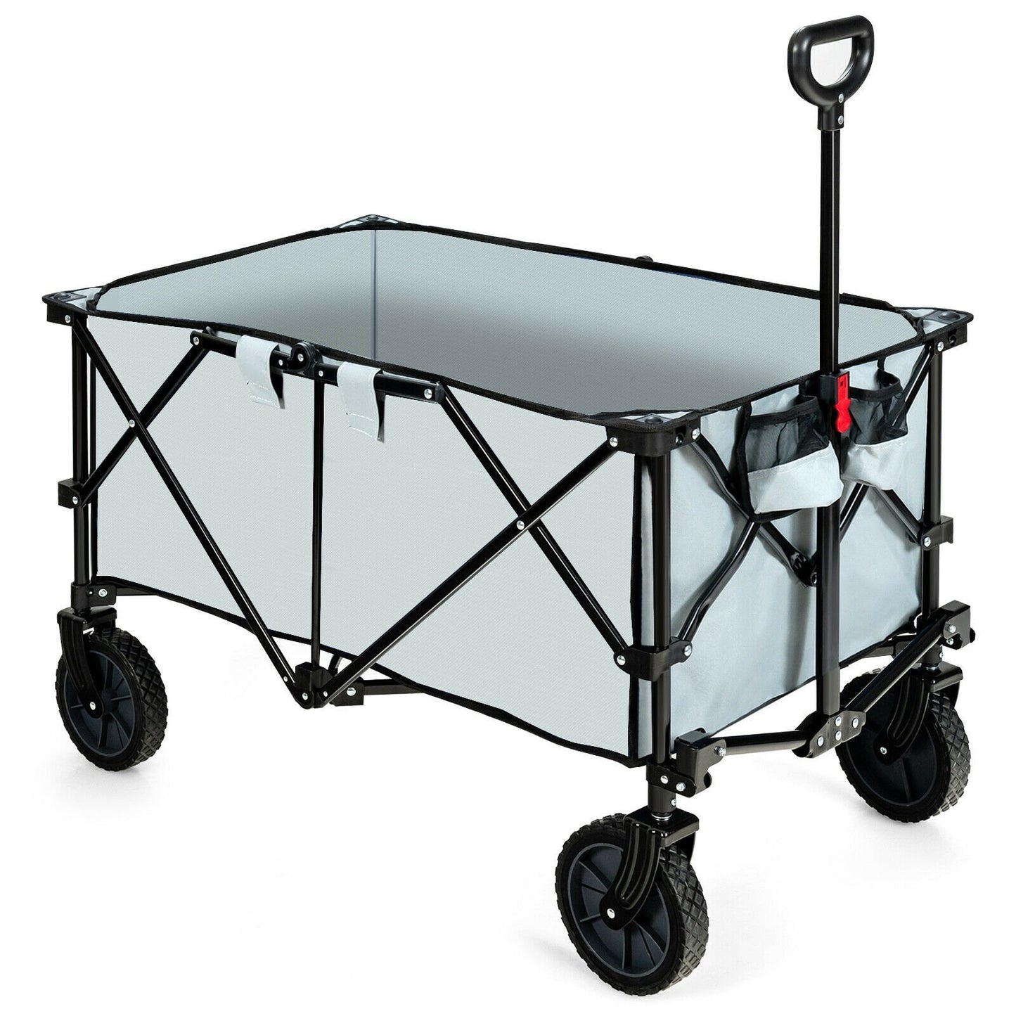 Outdoor Folding Wagon Cart with Adjustable Handle and Universal Wheels, Gray Garden Carts   at Gallery Canada