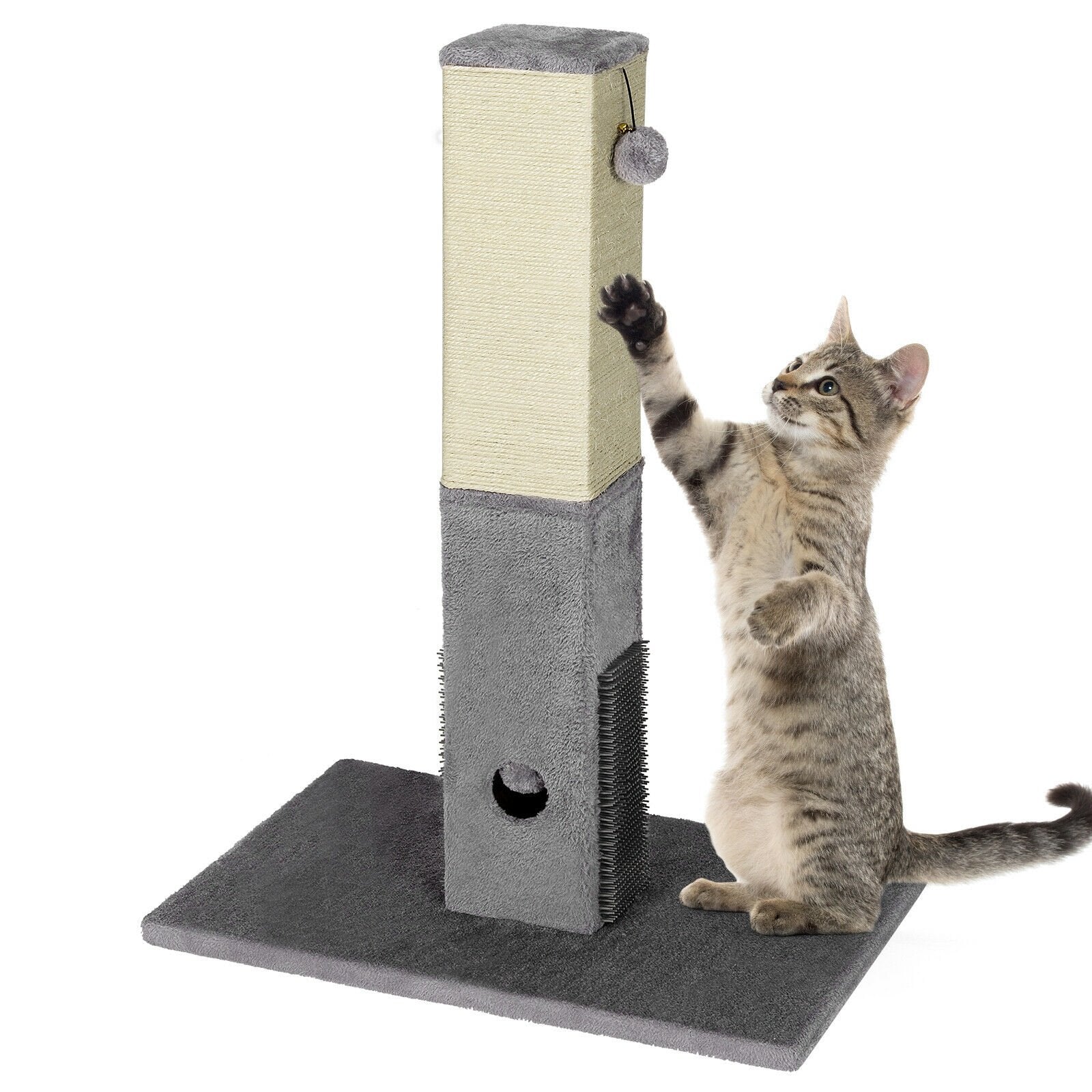 31 inch Tall Cat Scratching Post Claw Scratcher with Sisal Rope and 2 plush Ball, Gray Cat Trees Condos & Scratchers   at Gallery Canada