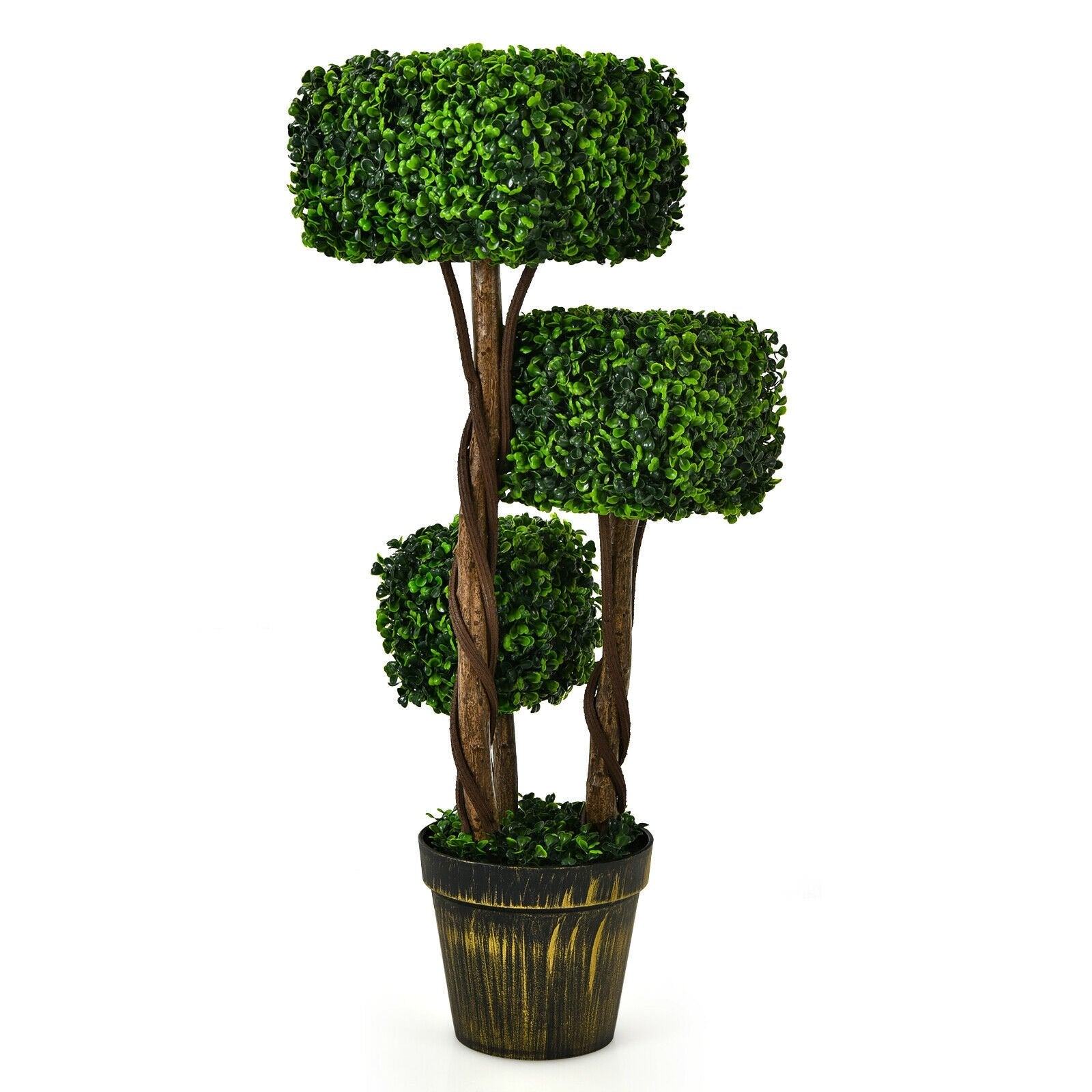 36 Inch Artificial Boxwood Topiary UV Protected Indoor Outdoor Tree, Green Faux Plants   at Gallery Canada