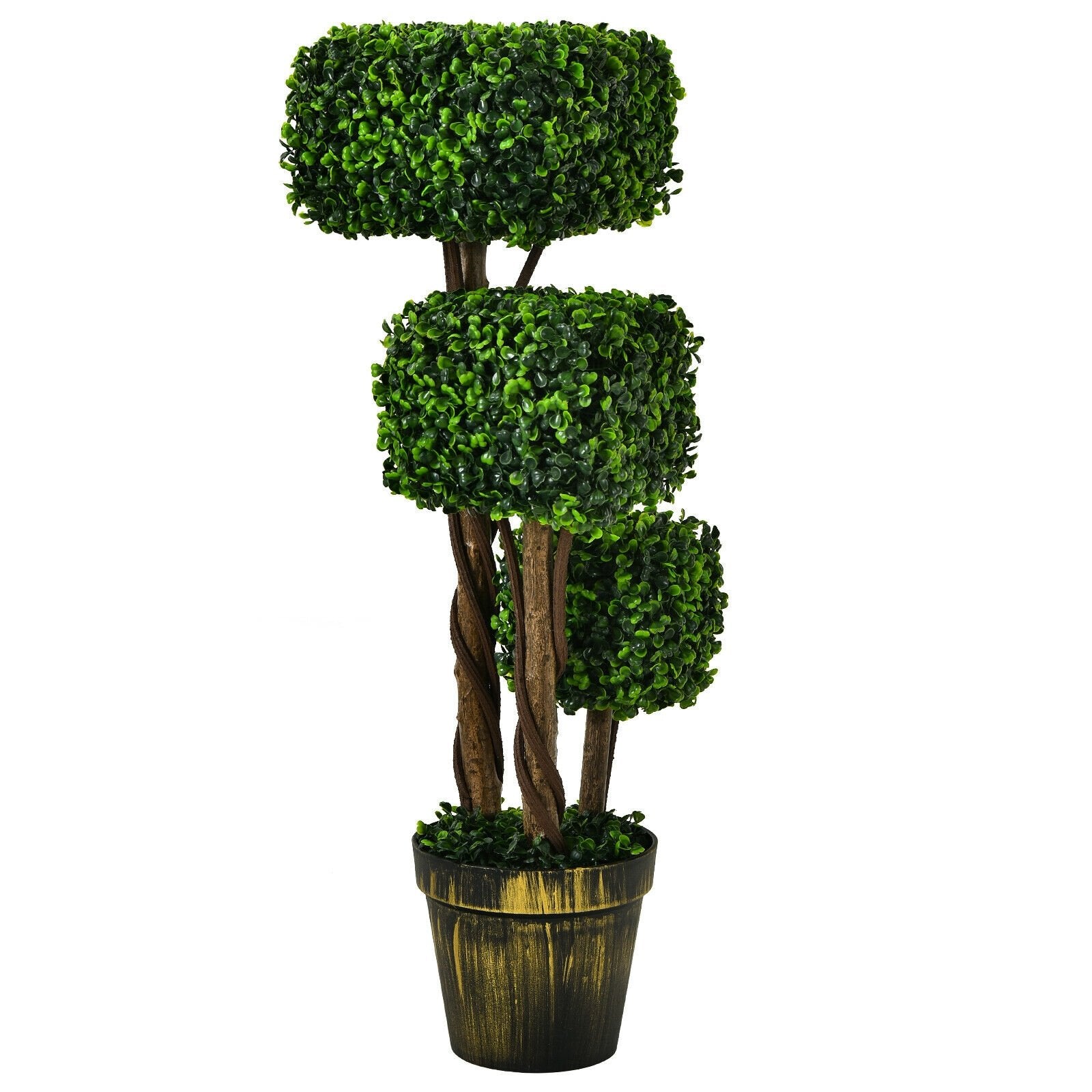 36 Inch Artificial Boxwood Topiary UV Protected Indoor Outdoor Tree, Green Faux Plants   at Gallery Canada