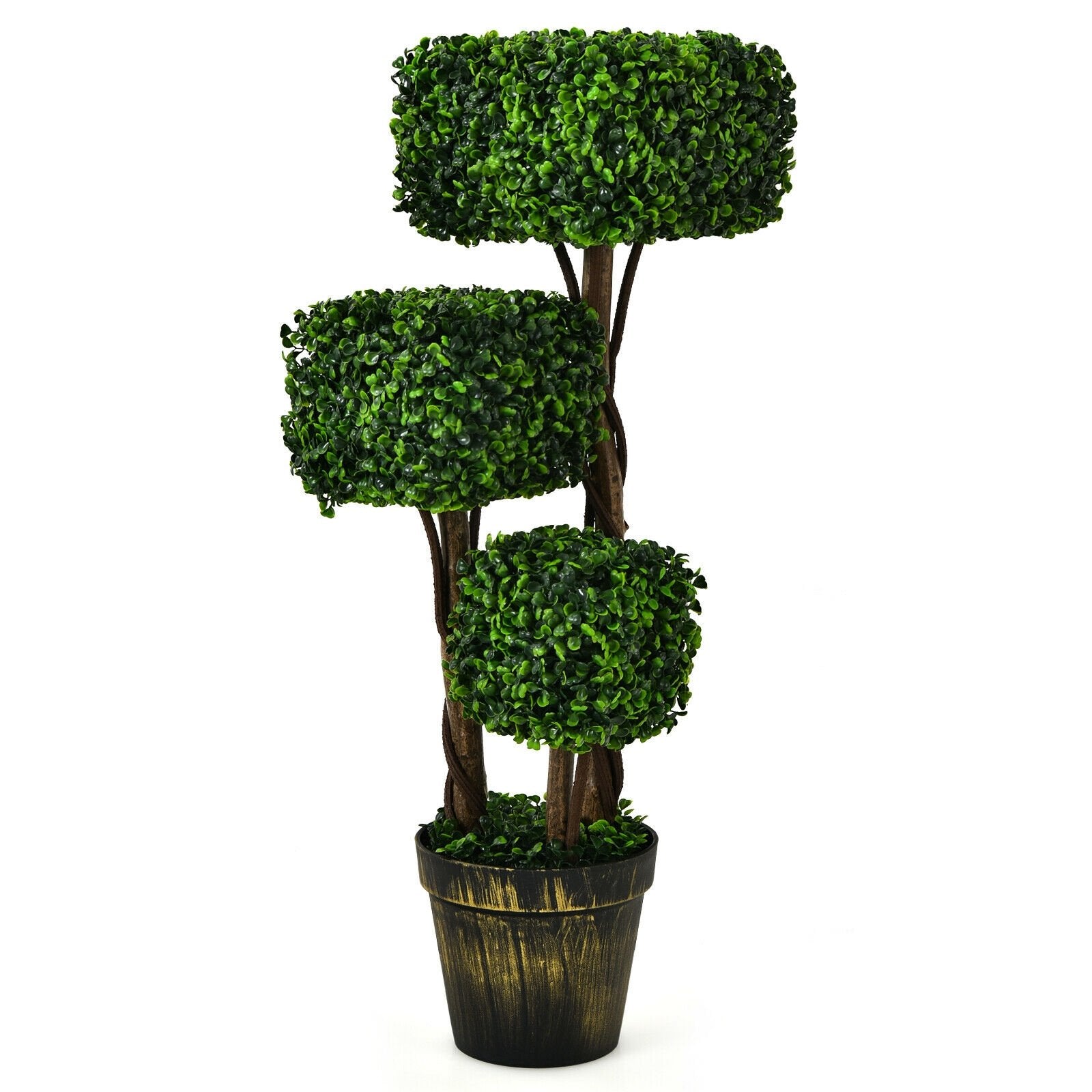 36 Inch Artificial Boxwood Topiary UV Protected Indoor Outdoor Tree, Green Faux Plants   at Gallery Canada