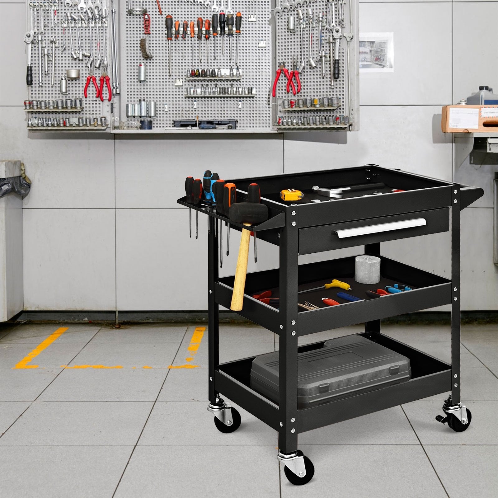 Rolling Tool Cart Mechanic Cabinet Storage ToolBox Organizer with Drawer, Black Garages   at Gallery Canada