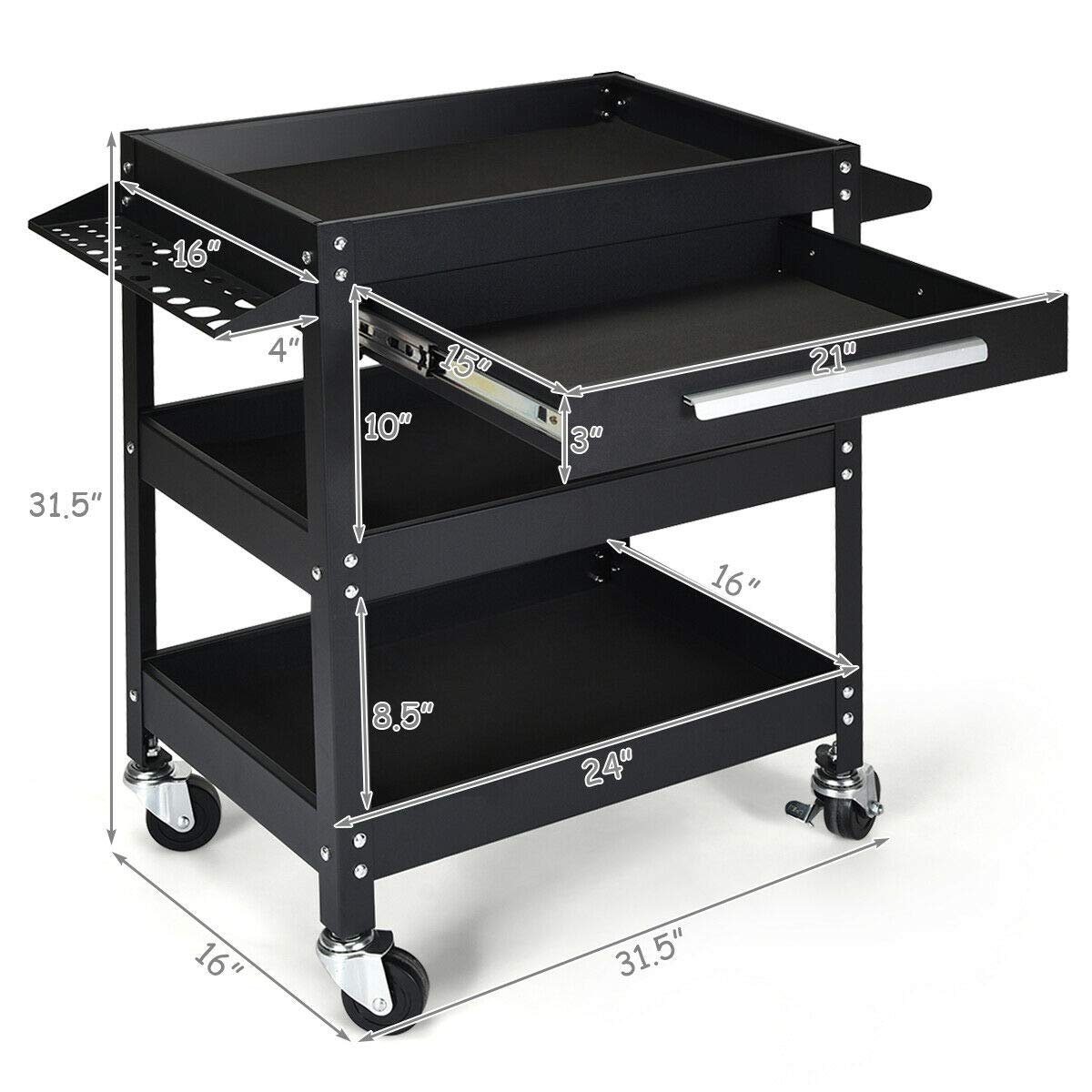 Rolling Tool Cart Mechanic Cabinet Storage ToolBox Organizer with Drawer, Black Garages   at Gallery Canada