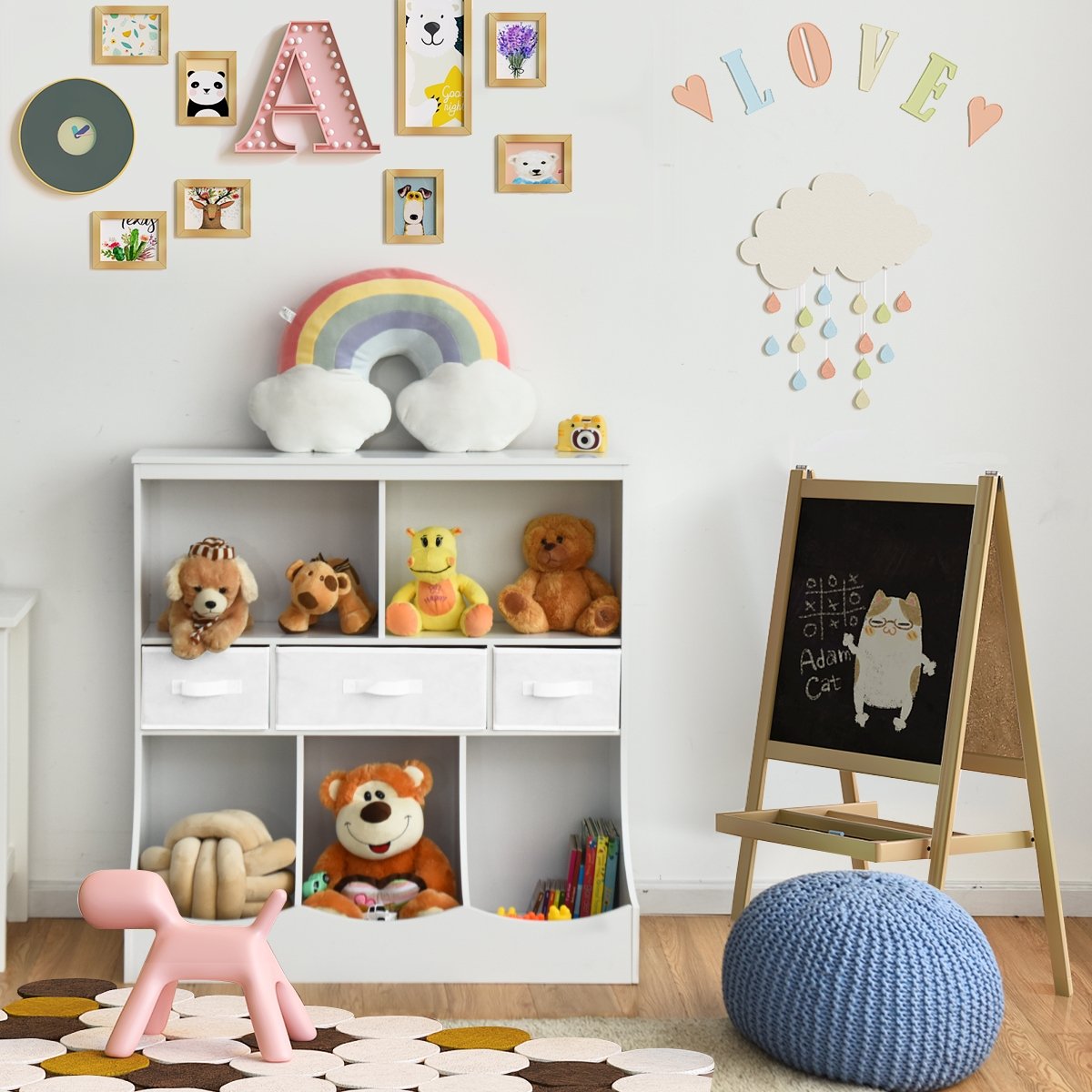 Freestanding Combo Cubby Bin Storage Organizer Unit W/3 Baskets, White Kids Storage   at Gallery Canada