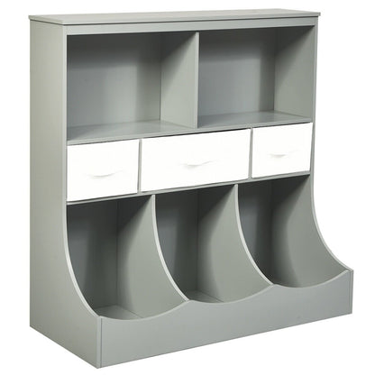 Freestanding Combo Cubby Bin Storage Organizer Unit W/3 Baskets, Gray Kids Storage   at Gallery Canada