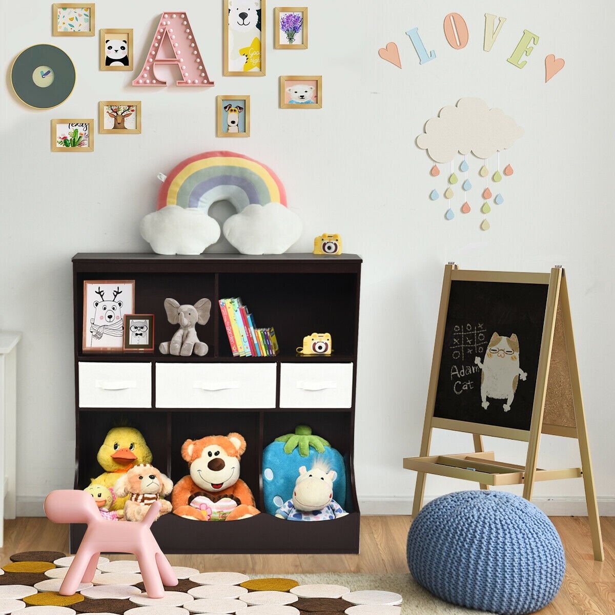 Freestanding Combo Cubby Bin Storage Organizer Unit W/3 Baskets, Brown Kids Storage   at Gallery Canada