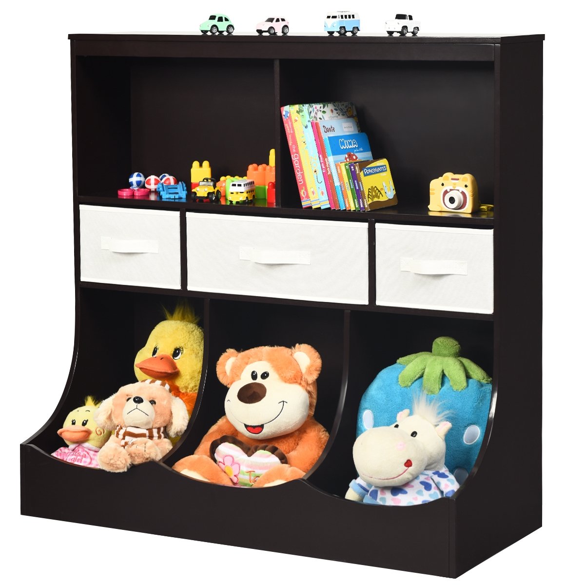 Freestanding Combo Cubby Bin Storage Organizer Unit W/3 Baskets, Brown Kids Storage   at Gallery Canada