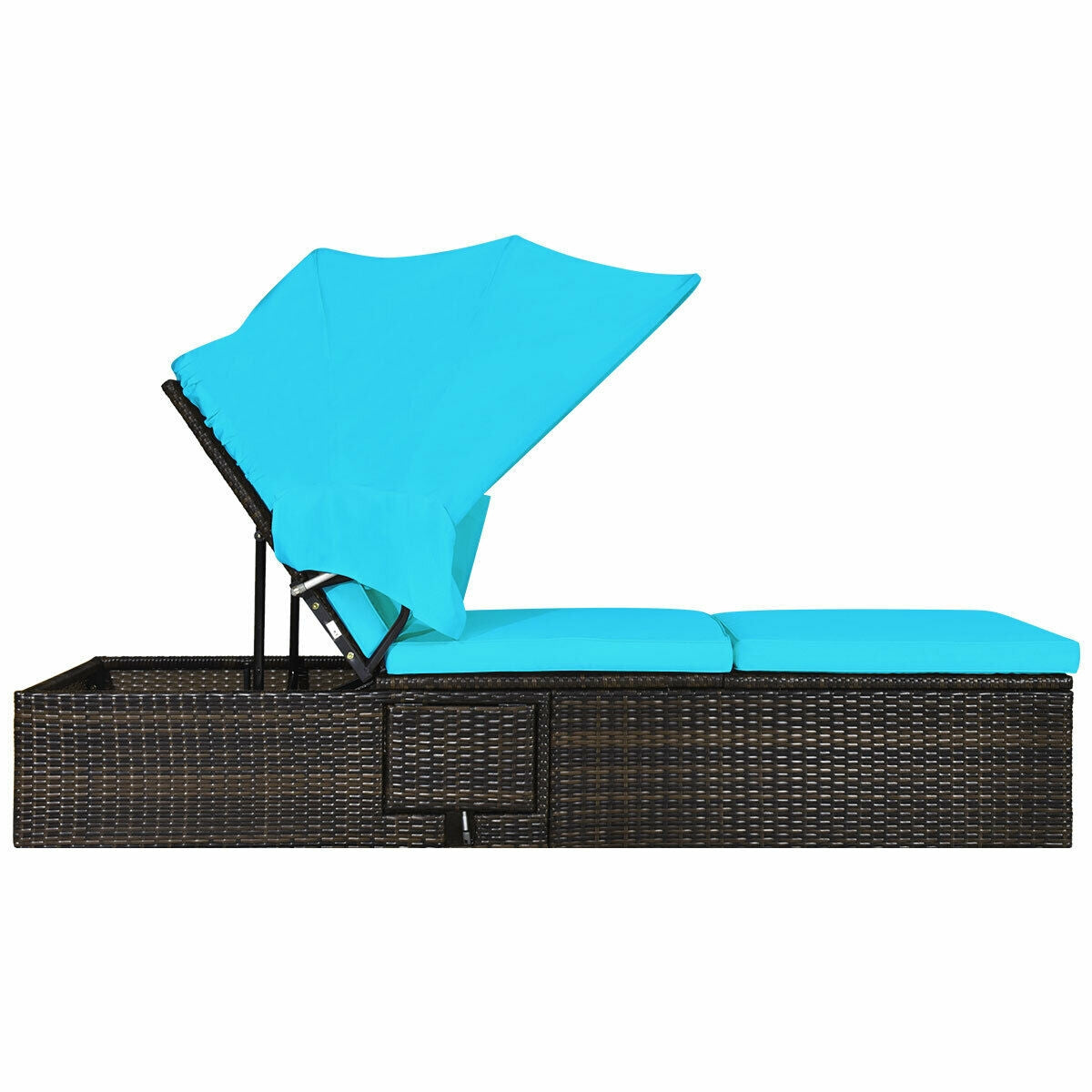 Outdoor Chaise Lounge Chair with Folding Canopy, Turquoise Outdoor Chaise Lounges   at Gallery Canada