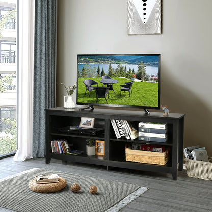 4-Cubby TV Stand for TV's up to 65 Inch with 3-Position Height Adjustable Shelf, Black - Gallery Canada