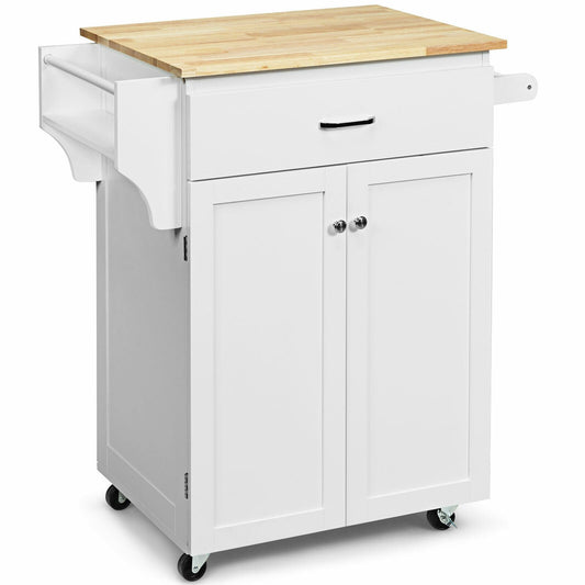 Utility Rolling Storage Cabinet Kitchen Island Cart with Spice Rack, White Kitchen Islands & Carts   at Gallery Canada