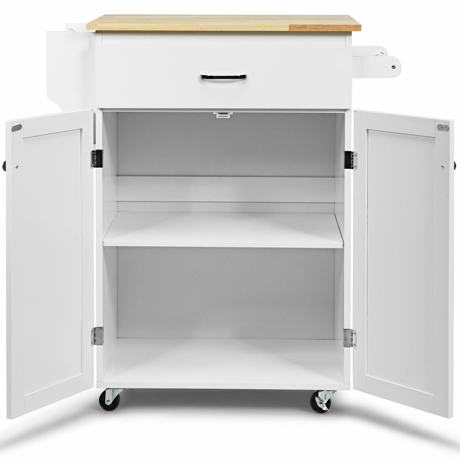 Utility Rolling Storage Cabinet Kitchen Island Cart with Spice Rack, White Kitchen Islands & Carts   at Gallery Canada