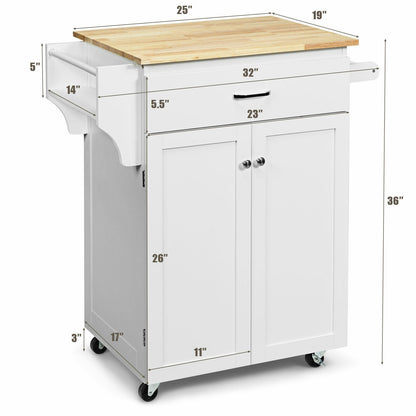 Utility Rolling Storage Cabinet Kitchen Island Cart with Spice Rack, White Kitchen Islands & Carts   at Gallery Canada