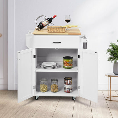 Utility Rolling Storage Cabinet Kitchen Island Cart with Spice Rack, White Kitchen Islands & Carts   at Gallery Canada