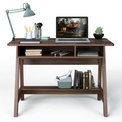 Mid Century Writing Desk with Storage Cubes and Hidden Compartment, Rustic Brown Writing Desks   at Gallery Canada