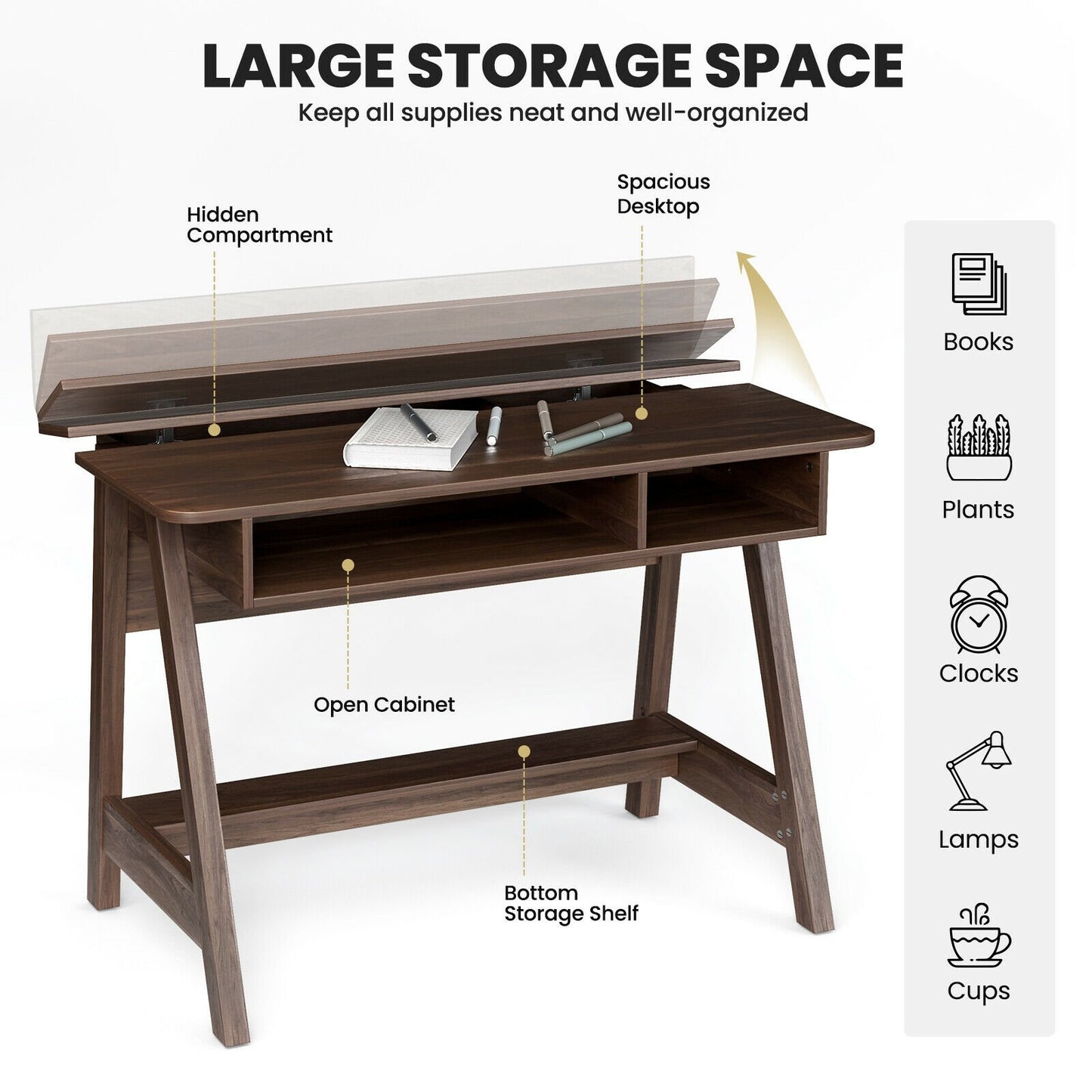 Mid Century Writing Desk with Storage Cubes and Hidden Compartment, Rustic Brown Writing Desks   at Gallery Canada