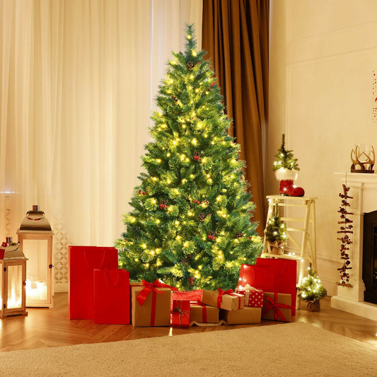 6 Feet Pre-Lit Christmas Spruce Tree with 790 Tips and 350 Lights, Green - Gallery Canada
