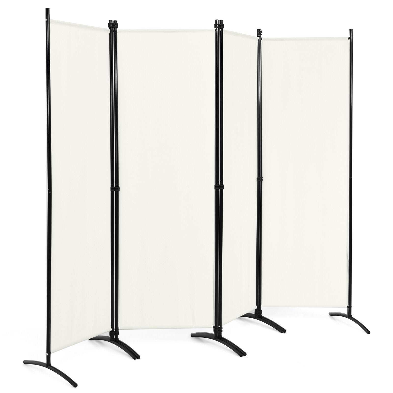 4-Panel Room Divider with Steel Frame, White Room Dividers at Gallery Canada