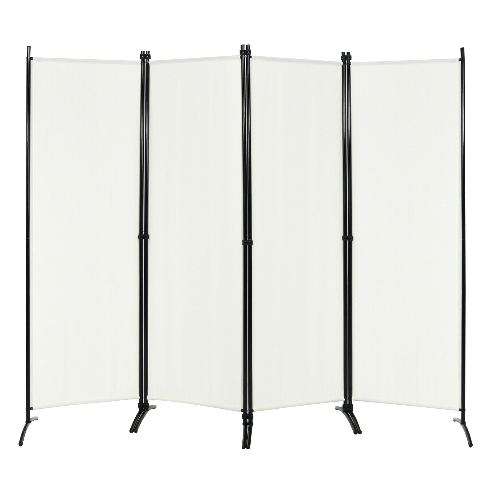 4-Panel Room Divider with Steel Frame, White Room Dividers at Gallery Canada