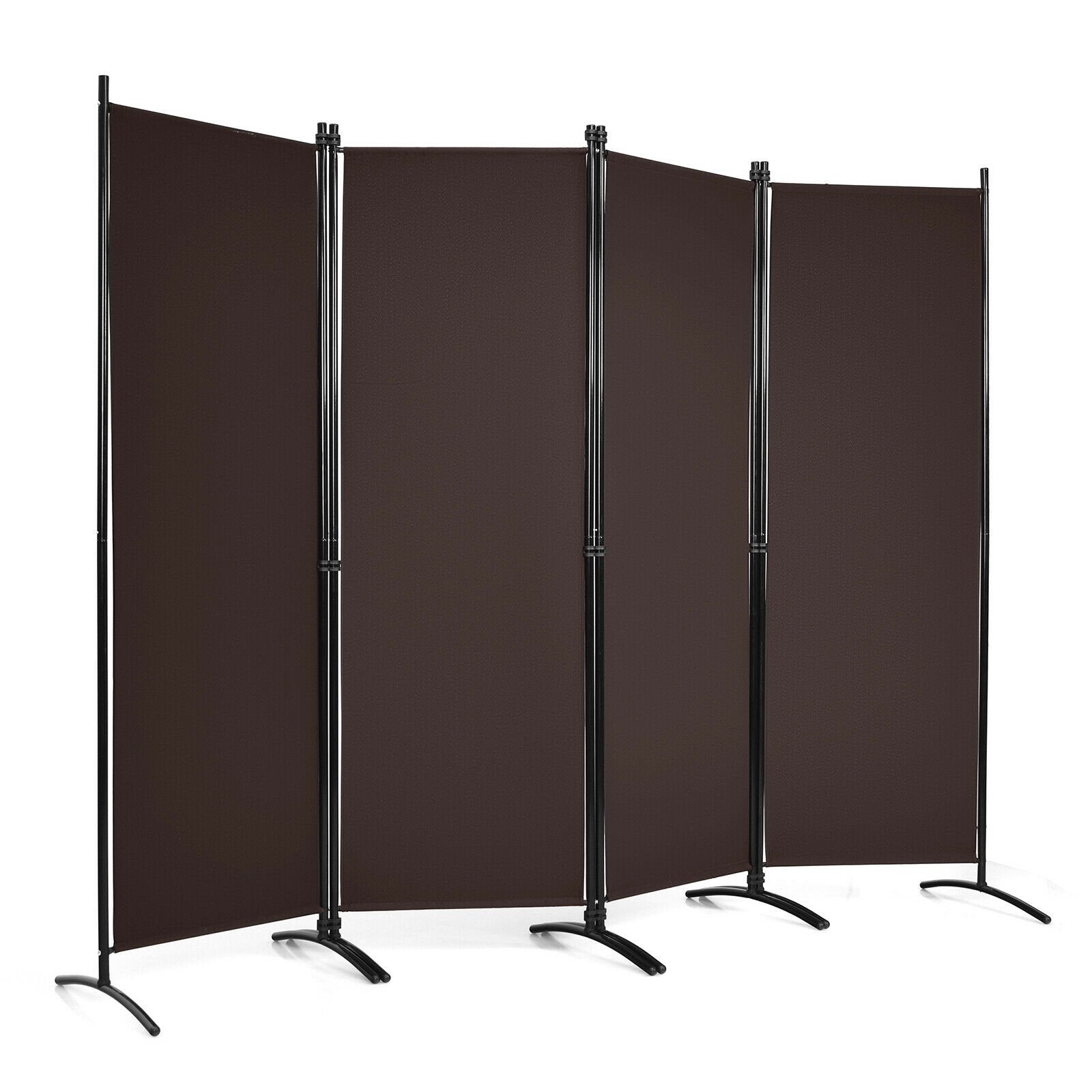 4-Panel  Room Divider with Steel Frame, Brown Room Dividers   at Gallery Canada