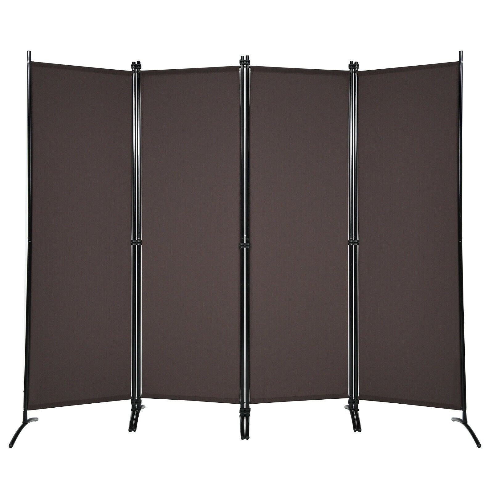 4-Panel  Room Divider with Steel Frame, Brown Room Dividers   at Gallery Canada