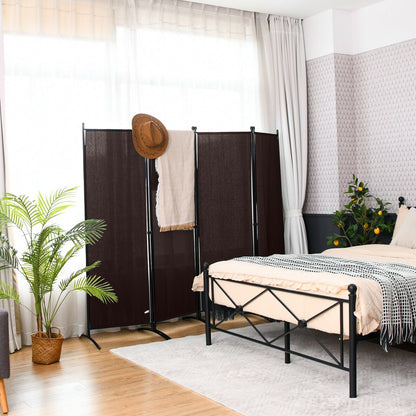 4-Panel  Room Divider with Steel Frame, Brown Room Dividers   at Gallery Canada