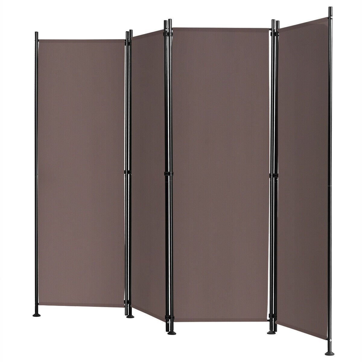 4-Panel Room Divider Folding Privacy Screen, Brown Room Dividers   at Gallery Canada