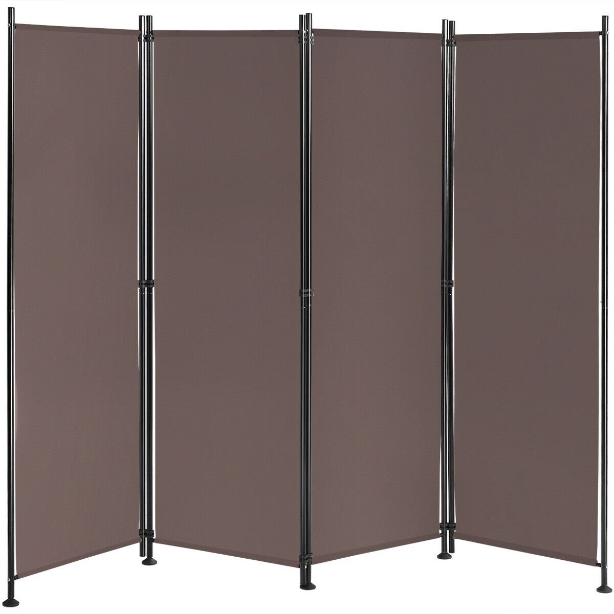 4-Panel Room Divider Folding Privacy Screen, Brown - Gallery Canada