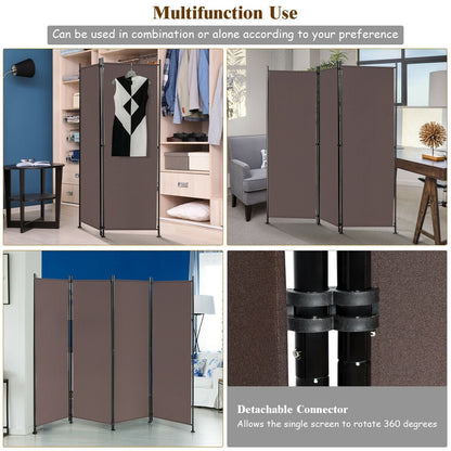 4-Panel Room Divider Folding Privacy Screen, Brown - Gallery Canada