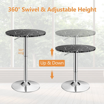 Round Height Adjustable Bistro Bar Table Black, Black Bar Tables   at Gallery Canada