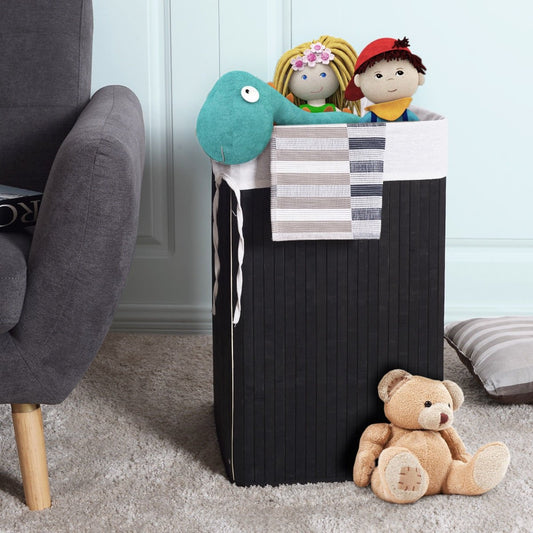 Corner Bamboo Hamper Laundry Basket, Black Laundry Baskets   at Gallery Canada