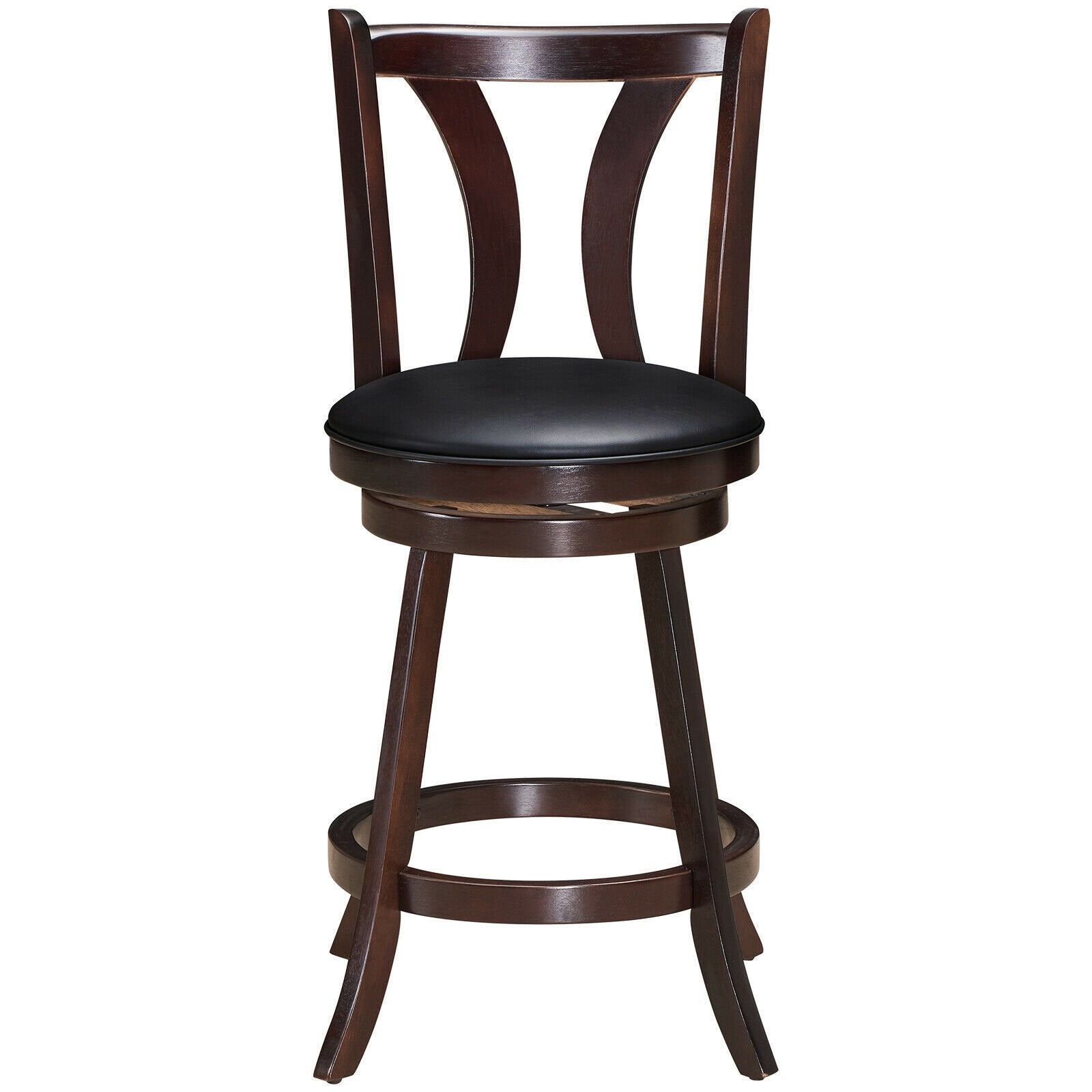 Set of 2 Swivel Bar stool 24 Inch Counter Height Leather Padded Dining Kitchen Chair-24 Inch, Brown Bar Stools   at Gallery Canada