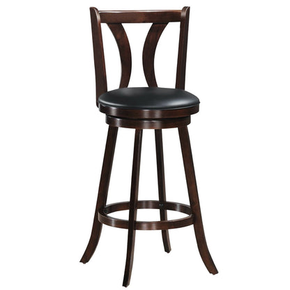 Set of 2 Swivel Bar Stools 29.5 Inch Bar Height Chairs with Rubber Wood Legs-29.5 Inch, Brown Bar Stools   at Gallery Canada