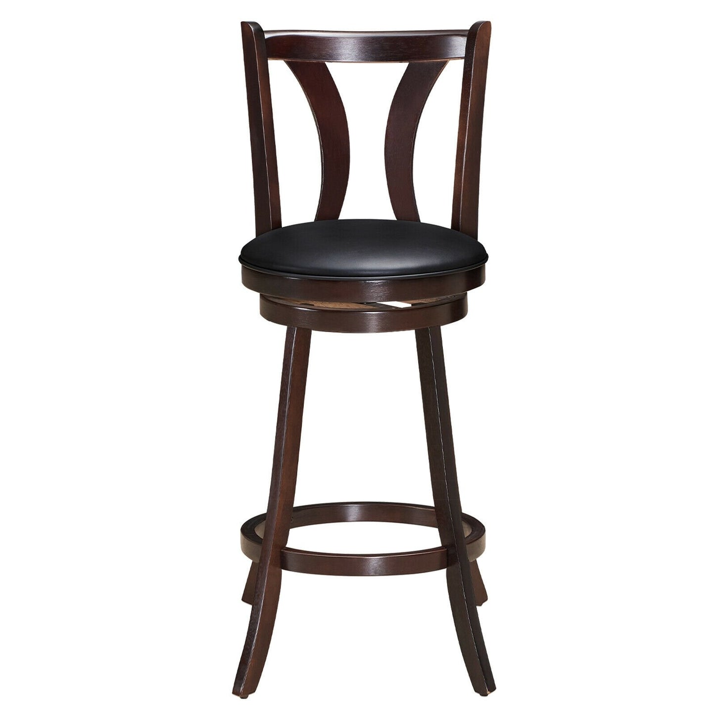 Set of 2 Swivel Bar Stools 29.5 Inch Bar Height Chairs with Rubber Wood Legs-29.5 Inch, Brown Bar Stools   at Gallery Canada