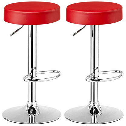 Set of 2 Adjustable Swivel Round Bar Stool  Pub Chairs, Red Bar Stools   at Gallery Canada