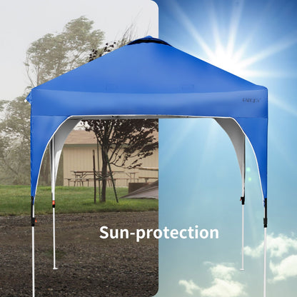 6.6 x 6.6 FT Pop Up Height Adjustable Canopy Tent with Roller Bag, Blue - Gallery Canada