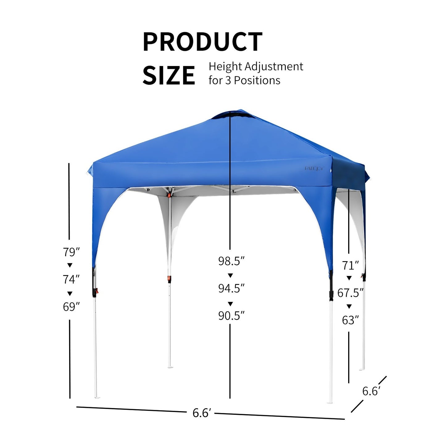 6.6 x 6.6 FT Pop Up Height Adjustable Canopy Tent with Roller Bag, Blue - Gallery Canada