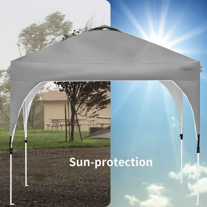 8 Feet x 8 Feet Outdoor Pop Up Tent Canopy Camping Sun Shelter with Roller Bag, Gray - Gallery Canada