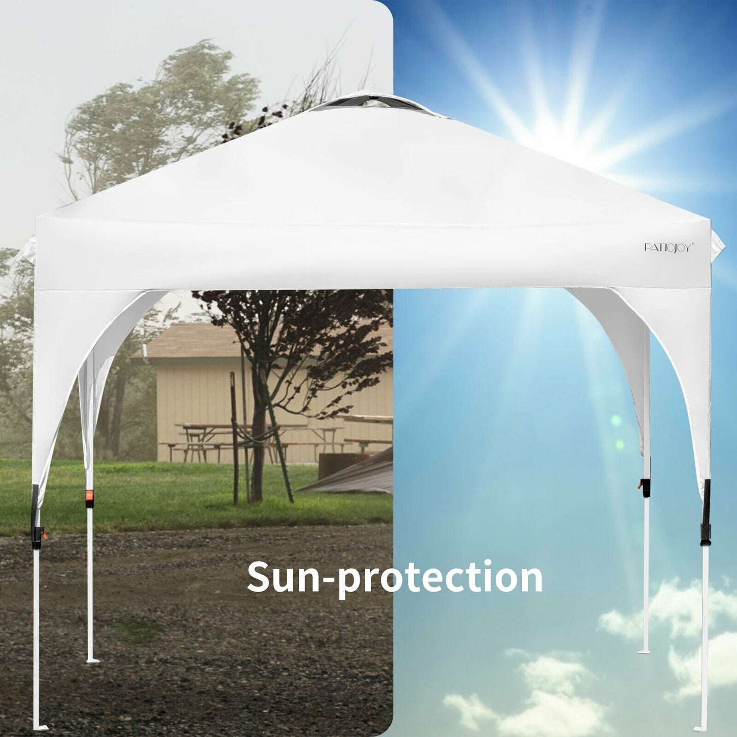 8 Feet x 8 Feet Outdoor Pop Up Tent Canopy Camping Sun Shelter with Roller Bag, White - Gallery Canada